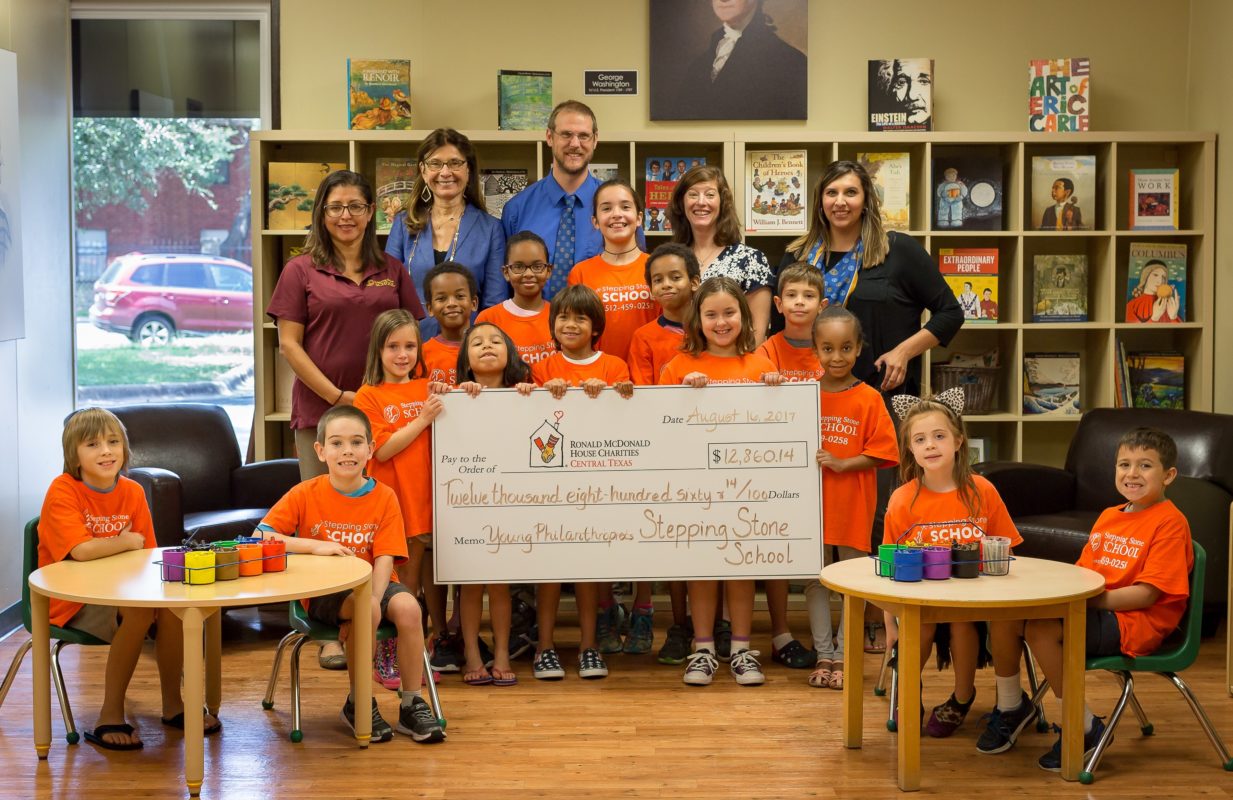 Stepping Stone School Austin PreSchoolers present check to Ronald McDonald House Stepping Stone School Austin PreSchoolers present check to Ronald McDonald House