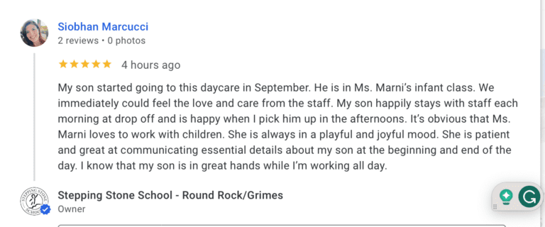 Preschool Review for Stepping Stone School Round Rock