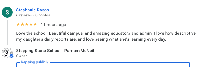 Preschool Review for Stepping Stone School Parmer