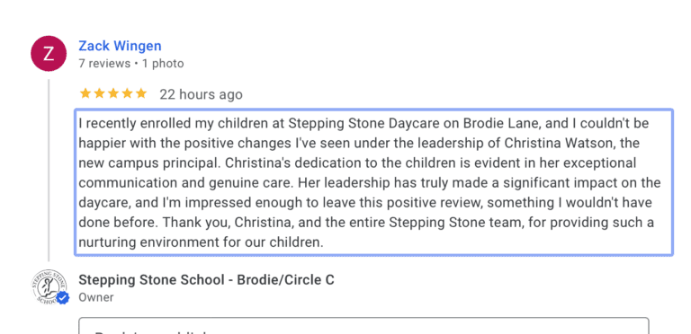 Preschool Review for Stepping Stone School Brodie