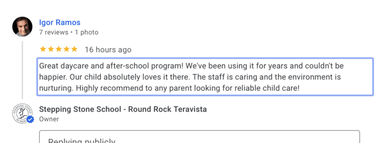 Preschool Review for Stepping Stone School Teravista