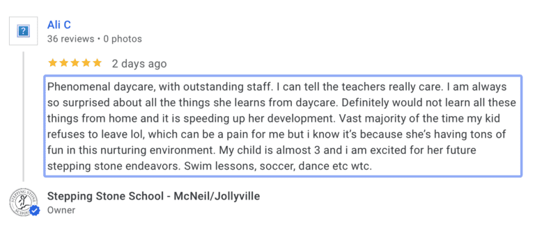 Preschool Review for Stepping Stone School Mcneil