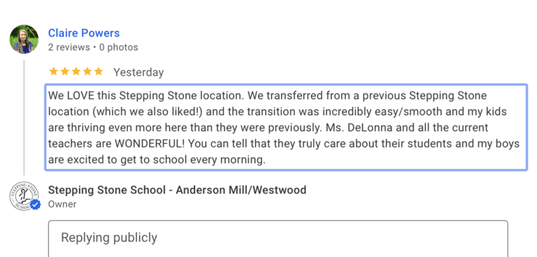 Preschool Review for Stepping Stone School Anderson Mill