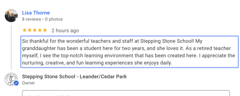 Preschool Review for Stepping Stone School Leander