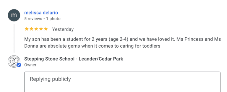 Preschool Review for Stepping Stone School Leander