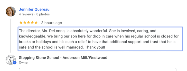 Preschool Review for Stepping Stone School Anderson Mill