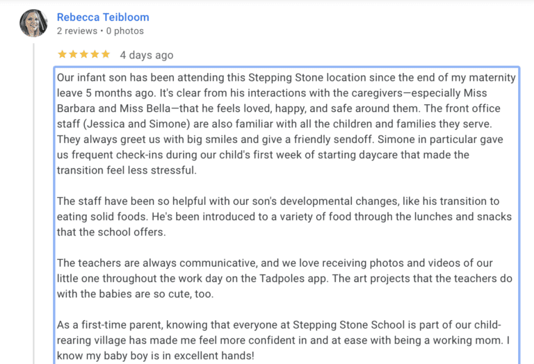 Preschool Review for Stepping Stone School Parmer