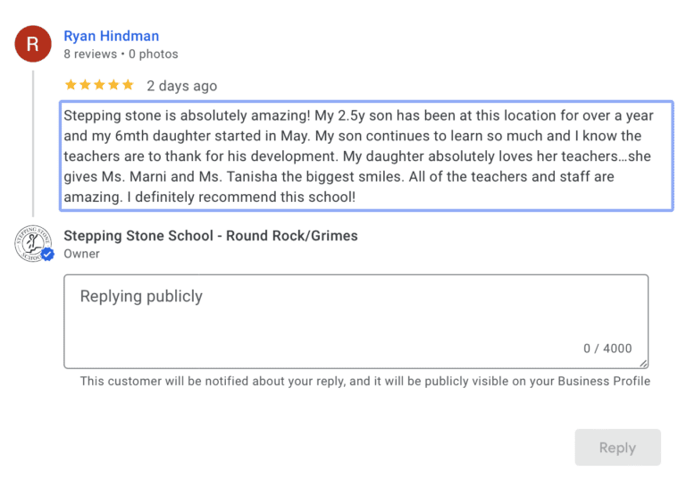 Preschool Review for Stepping Stone School Round Rock