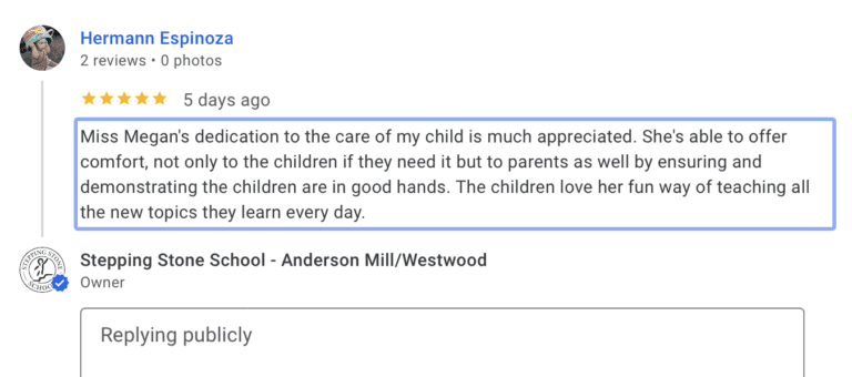 Preschool Review for Stepping Stone School Anderson Mill