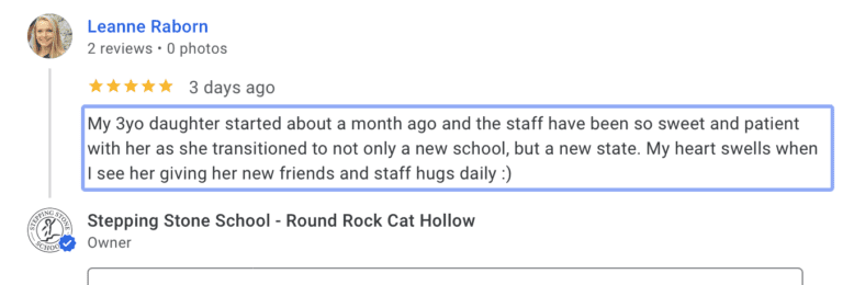 Preschool Review for Stepping Stone School Cat Hollow