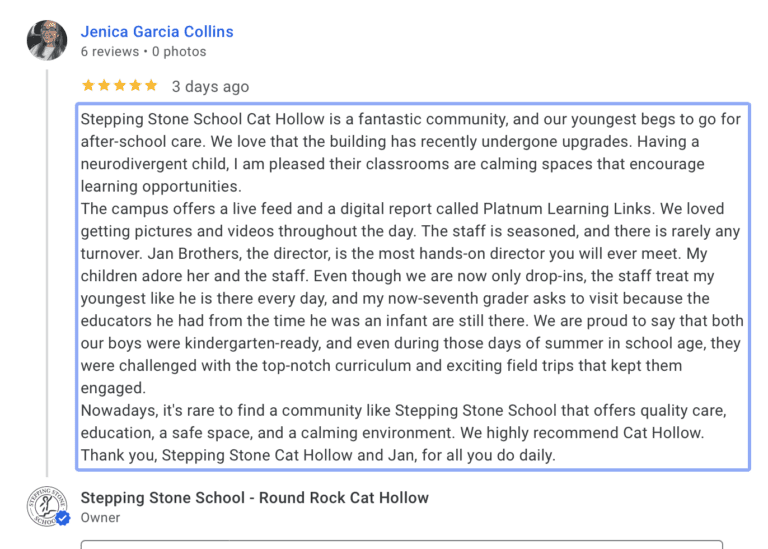 Preschool Review for Stepping Stone School Cat Hollow