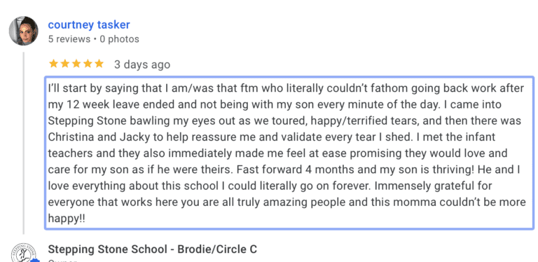 Preschool Review for Stepping Stone School Brodie