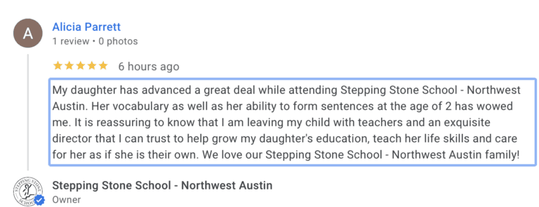 Preschool Review for Stepping Stone School Anderson Mill