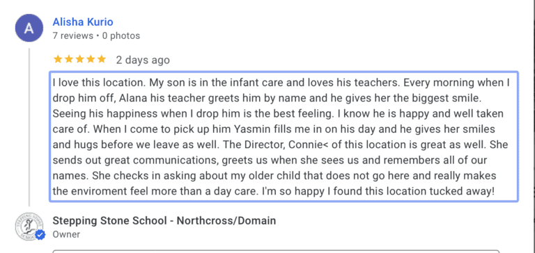 Preschool Review for Stepping Stone School Northcross