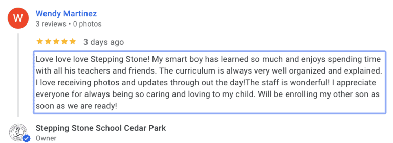 Preschool Review for Stepping Stone School Lakeline