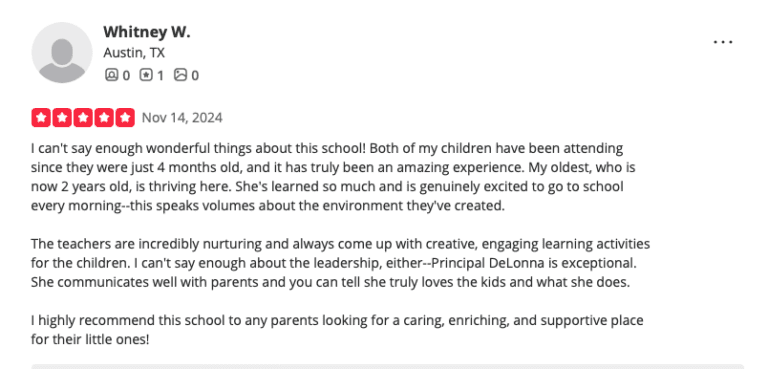 Preschool Review for Stepping Stone School Anderson Mill