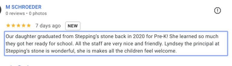 Preschool Review for Stepping Stone School Plum Creek