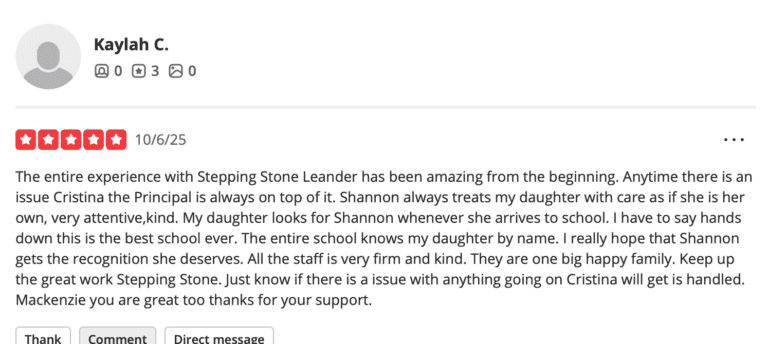 Preschool Review for Stepping Stone School Leander