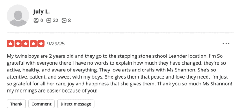 Preschool Review for Stepping Stone School Leander