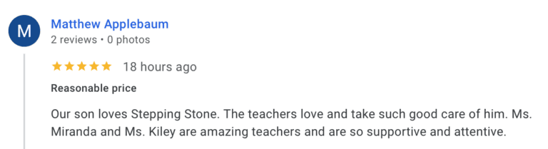 Preschool Review for Stepping Stone School Pflugerville