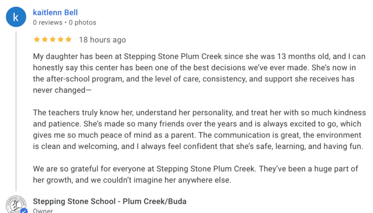 Preschool Review for Stepping Stone School Plum Creek