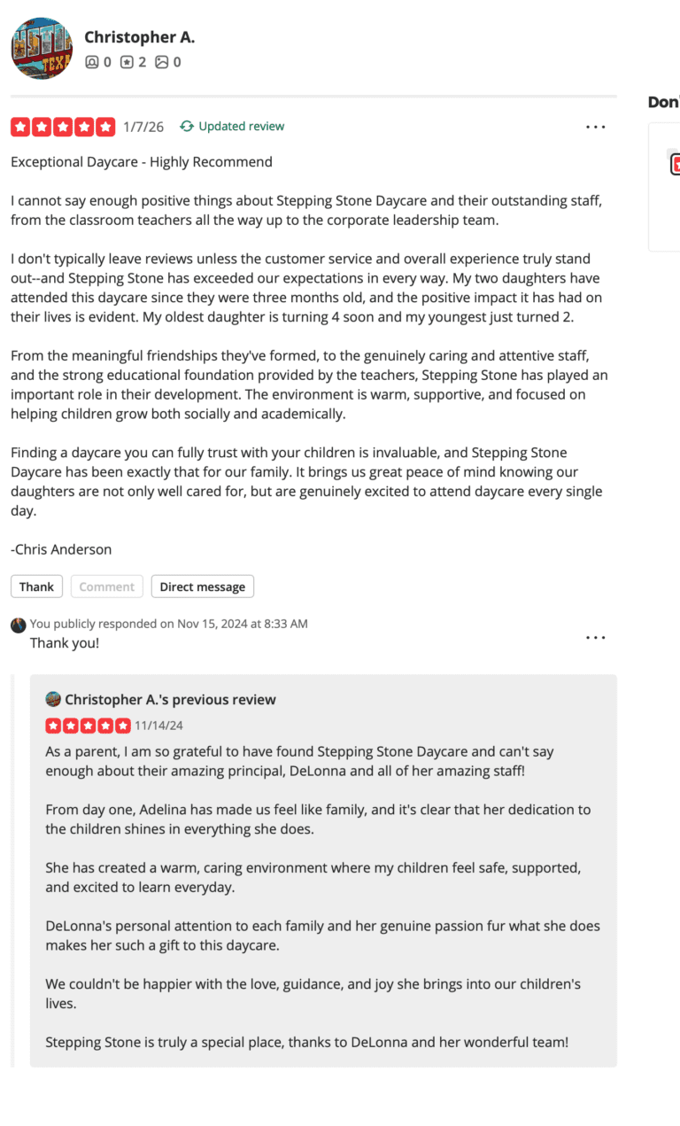 Preschool Review for Stepping Stone School Northwest Austin