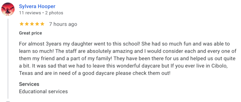 Preschool Review for Stepping Stone School Kyle