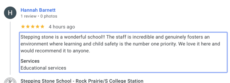 Preschool Review for Stepping Stone School Rock Prairie