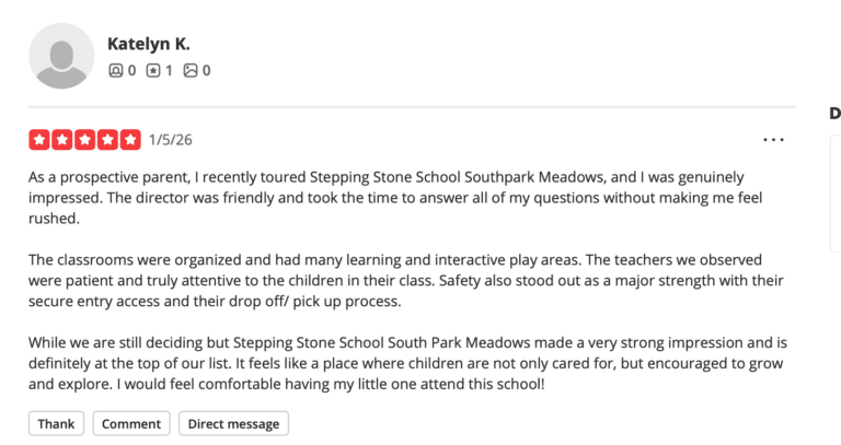 Preschool Review for Stepping Stone School Southpark Meadows
