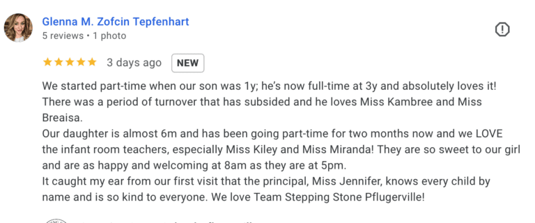 Preschool Review for Stepping Stone School Pflugerville