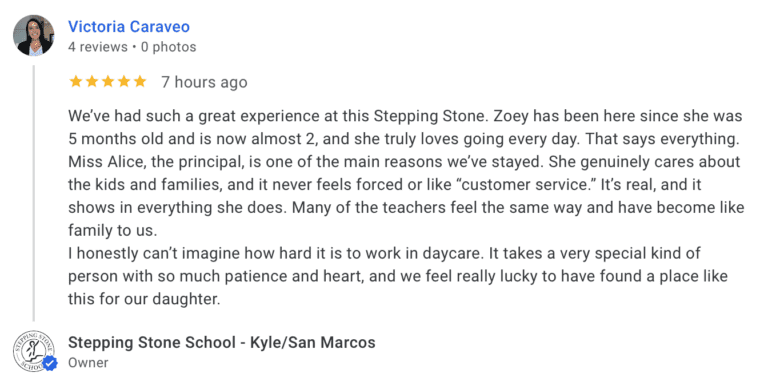 Preschool Review for Stepping Stone School Kyle