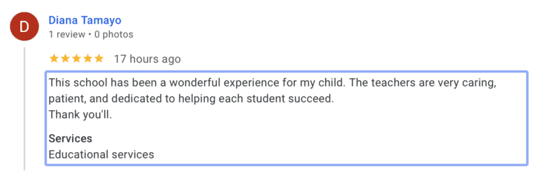 Preschool Review for Stepping Stone School Shoal Creek