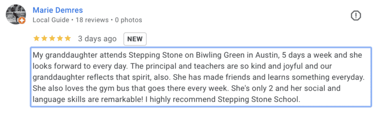 Preschool Review for Stepping Stone School Northcross