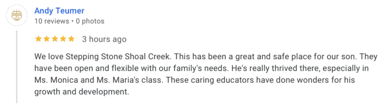 Preschool Review for Stepping Stone School Shoal Creek