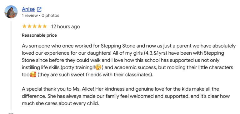 Preschool Review for Stepping Stone School Crestview