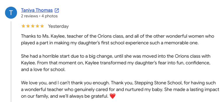 Preschool Review for Stepping Stone School Brodie