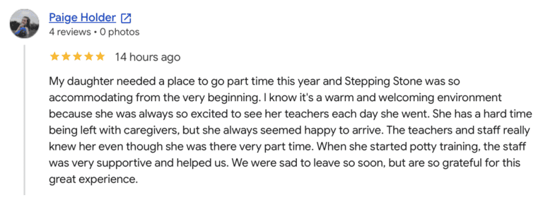 Preschool Review for Stepping Stone School Kyle